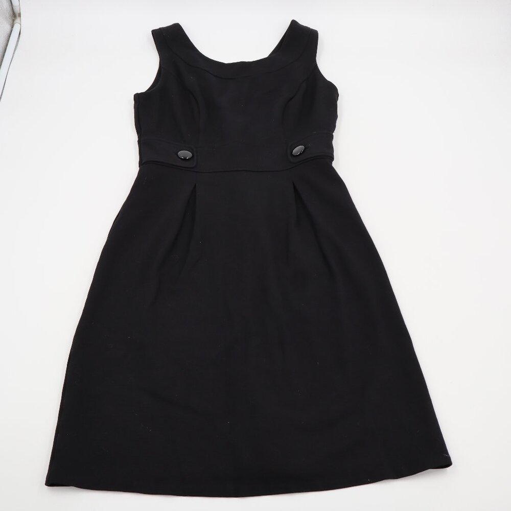 White House Black Market Fit & Flare Dress Womens 0 Black Button Waist Pleated‎